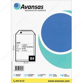 Avansas Kraft 90 gr 26 cm x 35 cm 50'li Torba Zarf