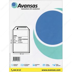 Avansas Kraft 90 gr 32 cm x 42 cm 50'li Torba Zarf