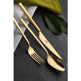 Avcı Klas 18/10 Paslanmaz Çelik Titanyum Gold 60 Parça Çatal Kaşık Takımı