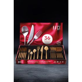 Avcı Klas Titanyum Gold 36 Parça Çatal Kaşık Bıçak Takımı
