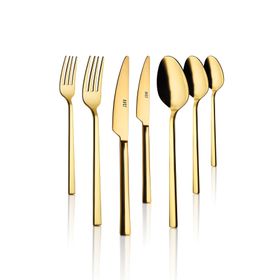 Avcı Klas Titanyum Gold Tek Kişilik 7 Parça Çatal Kaşık Bıçak Takımı