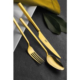 Avcı Klas Titanyum Gold Tek Kişilik 7 Parça Çatal Kaşık Bıçak Takımı