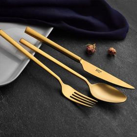 Avcı Klas Titanyum Mat Gold 7 Parça 18/10 Paslanmaz Çelik Çatal Kaşık Bıçak Takımı