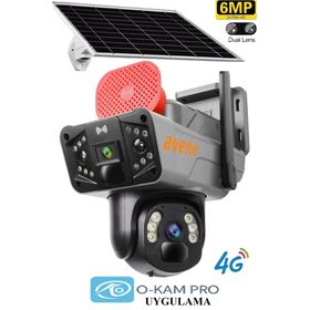 Avenir AV-S427 Solar 4G Sim 6MP 2 Kameralı Wi-Fi PTZ Renkli Gece Görüş Dış Mekan Smart Güvenlik Kamerası