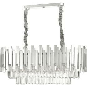 Avize Moda Sima Kristal Cam Taşlı Lüks 75x30 cm Gümüş Yaldız 6'lı Yemek Masası Üstü Avize