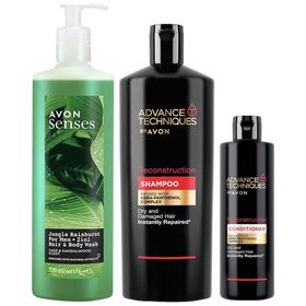 Avon Advance Techniques Onarıcı Şampuan Saç Kremi ve Erkek Saç ve Vücut Şampuanı Paketi