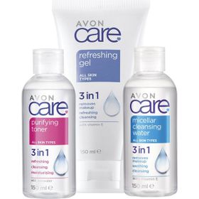 Avon Care Refreshing 3'ü 1 Arada E Vitaminli Makyaj Temizleme Jeli Cilt Temizleme Toniği ve Micellar Su Paketi