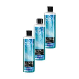 Avon Senses 3x250 ml Ocean Surge Nane ve Deniz Kokulu Saç ve Vücut için Erkek Duş Jeli