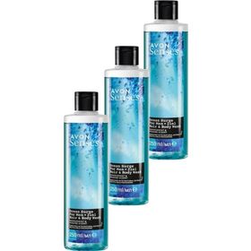 Avon Senses 3x250 ml Ocean Surge Nane ve Deniz Kokulu Saç ve Vücut için Erkek Duş Jeli