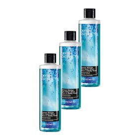 Avon Senses 3x250 ml Ocean Surge Nane ve Deniz Kokulu Saç ve Vücut için Erkek Duş Jeli