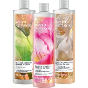 Avon Senses 3x500 ml Müge Elma Beyaz Şeftali Vanilya ve Frezya Nar Kokulu Duş Jeli