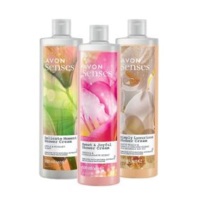 Avon Senses 3x500 ml Müge Elma Beyaz Şeftali Vanilya ve Frezya Nar Kokulu Duş Jeli