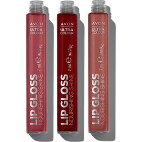 Avon Ultra Color Wisteria Glow Peony Blush ve Gleaming Guava Dudak Parlatıcısı Paketi