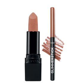 Avon Ultra Mat Au Naturale Ruj + Glimmerstick Nude Dudak Kalemi