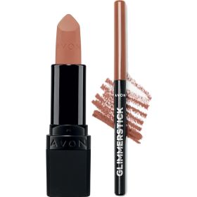 Avon Ultra Mat Au Naturale Ruj + Glimmerstick Nude Dudak Kalemi