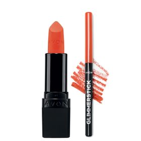 Avon Ultra Mat Coral Fever Ruj + Glimmerstick Coral Dudak Kalemi