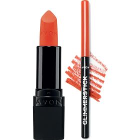 Avon Ultra Mat Coral Fever Ruj + Glimmerstick Coral Dudak Kalemi