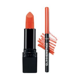 Avon Ultra Mat Coral Fever Ruj + Glimmerstick Coral Dudak Kalemi