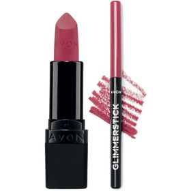 Avon Ultra Mat Mauve Matters Ruj + Glimmerstick Pink Bouquet Dudak Kalemi