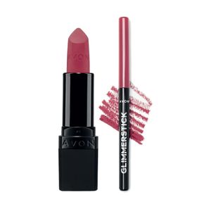 Avon Ultra Mat Mauve Matters Ruj + Glimmerstick Pink Bouquet Dudak Kalemi