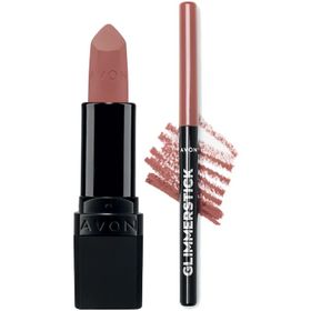Avon Ultra Mat Nude Suede Ruj + Glimmerstick Blushed Nude Dudak Kalemi