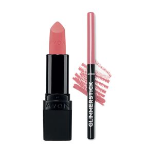 Avon Ultra Mat Pink Passion Ruj + Glimmerstick Pink Cashmere Dudak Kalemi