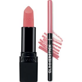 Avon Ultra Mat Pink Passion Ruj + Glimmerstick Pink Cashmere Dudak Kalemi