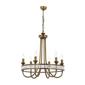 Avonni 603786E E14 Metal Kristal 60 cm Eskitme Kaplama Klasik Avize