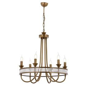 Avonni 603786E E14 Metal Kristal 60 cm Eskitme Kaplama Klasik Avize