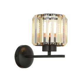 Avonni AP-65244-1BSY Siyah Boyalı E27 Metal Kristal 20x27 cm Aplik