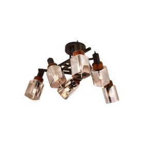 Avonni AR-60415-6BSY Siyah Boya Modern Metal Ahşap Avize