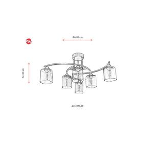 Avonni AV-1373-6E E14 Metal Cam 60 cm Eskitme Kaplama Modern Avize
