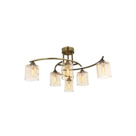 Avonni AV-1373-6E E14 Metal Cam 60 cm Eskitme Kaplama Modern Avize