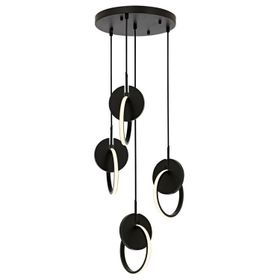 Avonni AV-1874-4T-BSY Siyah Boya Modern Metal Ahşap Avize