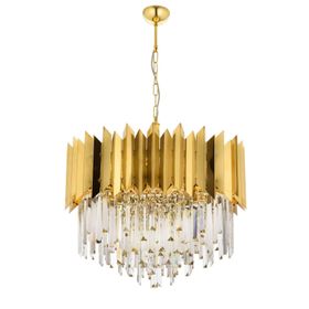 Avonni AV-60101-S55 Sarı Kaplama Modern E27 Metal Cam Kristal 55cm Avize