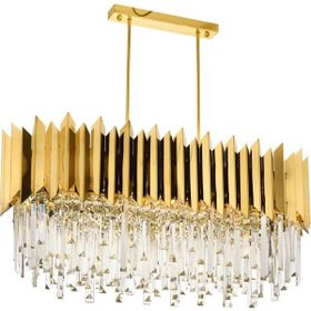 Avonni AV-60101-S85X40 Sarı Kaplama Modern E27 Metal Cam Kristal 85x40 cm Avize