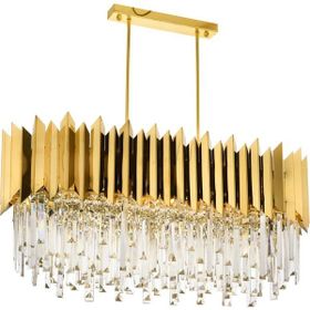 Avonni AV-60101-S85X40 Sarı Kaplama Modern E27 Metal Cam Kristal 85x40 cm Avize