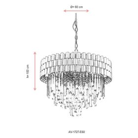 Avonni AV-60122-E60 Eskitme Kaplama Metal Kristal Cam cm Avize