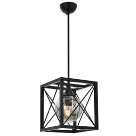 Avonni AV-60127-1BSY Siyah Boyalı Modern E27 Metal Cam 25x25 cm Avize