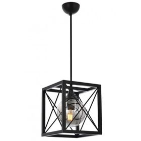 Avonni AV-60127-1BSY Siyah Boyalı Modern E27 Metal Cam 25x25 cm Avize