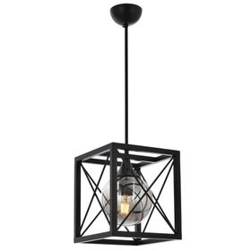 Avonni AV-60127-1BSY Siyah Boyalı Modern E27 Metal Cam 25x25 cm Avize