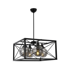 Avonni AV-60127-4BSY Siyah Boyalı Modern E27 Metal Cam 45cm Avize