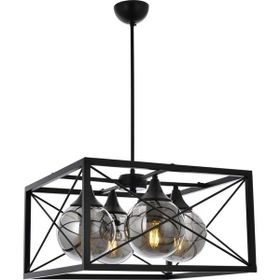 Avonni AV-60127-4BSY Siyah Boyalı Modern E27 Metal Cam 45cm Avize