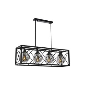 Avonni AV-60127-4Y-BSY Siyah Boyalı Modern E27 Metal Cam 80x25 cm Avize