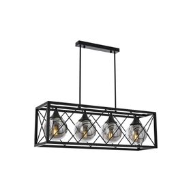 Avonni AV-60127-4Y-BSY Siyah Boyalı Modern E27 Metal Cam 80x25 cm Avize