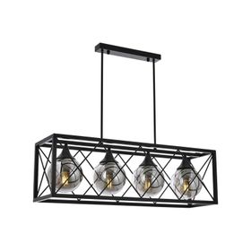 Avonni AV-60127-4Y-BSY Siyah Boyalı Modern E27 Metal Cam 80x25 cm Avize
