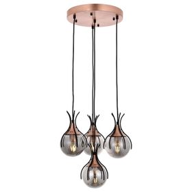 Avonni AV-60161-4T-BSY Siyah Boyalı Modern E27 Metal Cam 40cm Avize