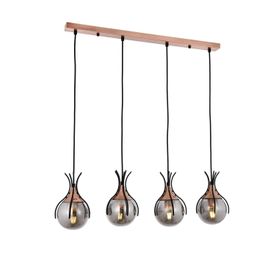 Avonni AV-60161-4Y-BSY Siyah Boyalı Modern E27 Metal Cam 70x13cm Avize