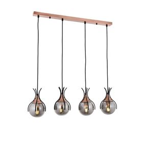Avonni AV-60161-4Y-BSY Siyah Boyalı Modern E27 Metal Cam 70x13cm Avize