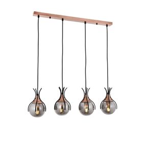 Avonni AV-60161-4Y-BSY Siyah Boyalı Modern Metal Cam cm Avize